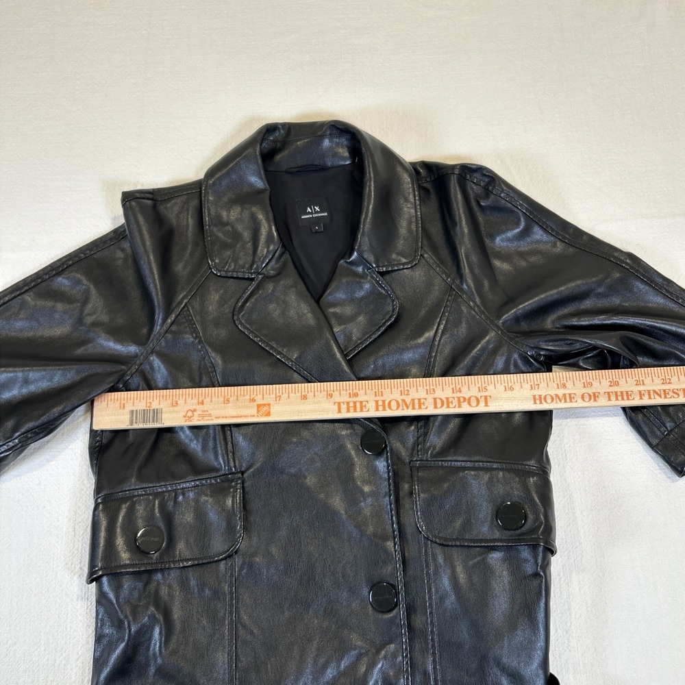 Armani Exchange Women's Faux Leather Biker Motorcycle Button Belt Jacket Small - Picture 9 of 11